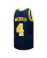 ფოტო #5 პროდუქტის Men's Chris Webber Navy Michigan Wolverines Player Swingman Jersey