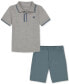 ფოტო #1 პროდუქტის Toddler Boy Heather Pique Polo Shirt and Twill Shorts