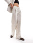 Mango linen mix stripe straight leg co-ord trousers in beige