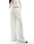 Stradivarius tailored pleated wide leg trouser in ecru