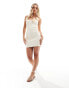 Фото #4 товара ASOS DESIGN Petite knitted rose mini dress in cream