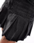 Фото #4 товара Monki pleated denim mini skirt in washed black