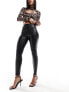 JDY leather look leggings in black