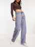 Weekday Ample low rise loose fit straigt leg jeans in novel blue