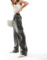 Фото #1 товара Mango drawstring soft leather look trousers in khaki