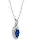 ფოტო #2 პროდუქტის Sapphire (3/4 ct. t.w.) & Diamond (1/5 ct. t.w.) Marquise Halo 18" Pendant Necklace in 14k White Gold