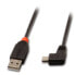 Фото #1 товара Lindy USB2.0 A/Mini-B 90 Degree 2m - 2 m - USB A - Mini-USB B - USB 2.0 - Male/Male - Black