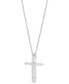 ფოტო #3 პროდუქტის Diamond Cross Pendant Necklace (1/10 ct. t.w.) in Sterling Silver, 16" + 2" extender