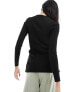 Pimkie knitted v neck zip detail top in black