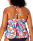 ფოტო #3 პროდუქტის Plus Size Printed Tankini Top