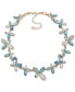 ფოტო #1 პროდუქტის Gold-Tone Tonal Stone & Mother-of-Pearl Flower All-Around Collar Necklace, 16" + 3" extender