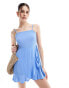 Wednesday's Girl flippy wrap mini dress in blue BLAU, S - фото #1