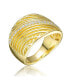 Фото #1 товара RA 14K Gold Plated Round Cubic Zirconia Wide Cocktails Ring