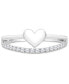 ფოტო #2 პროდუქტის White Topaz & Polished Heart Split Shank Ring (1/4 ct. t.w.) in Sterling Silver