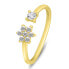 Fashion gold plated open ring with zircons RI073Y