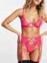 ASOS DESIGN Hallie heart lace underwired bra with hardware in pink