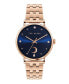 ფოტო #1 პროდუქტის Women's Phylipa Moon Rose Gold-Tone Stainless Steel Bracelet Watch 37mm