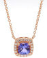 ფოტო #1 პროდუქტის Tanzanite (1-1/4 ct. t.w.) & Cushion Diamond (1/6 ct. t.w.) Pendant Necklace in 14k Rose Gold, 18"