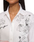 ფოტო #4 პროდუქტის Women's Sketch-Graphic Poplin Shirt