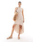 NA-KD crochet midi dress in beige