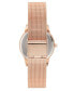 Women's Quartz Rose Gold-Tone Stainless Steel Mesh Band and Flower Pattern Watch, 35mm