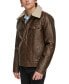 ფოტო #3 პროდუქტის Men's Sherpa-Trim Faux-Leather Trucker Jacket