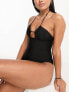 Фото #4 товара & Other Stories cut out halter swimsuit in black
