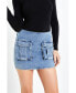 ფოტო #1 პროდუქტის Women's Pocket Denim Mini Skirt