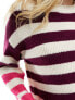 JDY wide sleeve jumper in purple and pink stripe