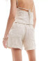 Фото #3 товара Pull&Bear linen elasticated waist relaxed short co-ord in sand