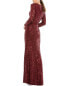 Mac Duggal Sequined Faux Wrap Column Gown Women's