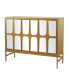 Фото #1 товара 32" Wood 1 Shelf and 3 Doors Cabinet with Mirrored Front