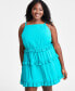 Фото #4 товара Trendy Plus Size Halter Ruffled Mini Dress, Created for Macy's