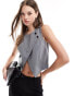 Vero Moda tailored high neck cross front waistcoat in medium grey