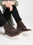 Фото #3 товара ASOS DESIGN lace up boot in brown leather with white wedge sole