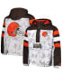 ფოტო #1 პროდუქტის Men's White, Brown Cleveland Browns Thursday Night Gridiron Raglan Half-Zip Hooded Jacket