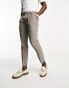 New Look pleat front smart tapered trousers in brown check