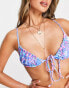 Kulani Kinis tie front ruched bikini top in purple