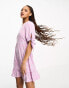 Фото #1 товара Vero Moda tie sleeve animal print mini dress in pink and lilac