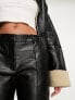 Vila leather look cropped tapered trousers in black