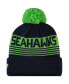 ფოტო #2 პროდუქტის Big Boys College Navy Seattle Seahawks Proof Cuffed Knit Hat with Pom