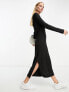 Фото #1 товара River Island column midi dress with side split in black