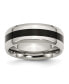 Фото #1 товара Stainless Steel Polished Black Enamel 8mm Edge Band Ring
