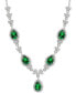 ფოტო #1 პროდუქტის Cubic Zirconia Green Halo Fancy Statement Necklace in Sterling Silver, 16" + 2" extender