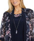 Petite Floral Mesh Jacket and Contrast-Trim Sleeveless Dress