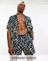 ASOS DESIGN co-ord swim shorts in short length in mixed animal print