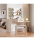 Фото #5 товара Vanity Desk with LED Mirror, Drawer, Stool, Storage