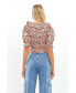 ფოტო #6 პროდუქტის Women's V Ruffled Neck Smocked Top