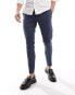 Фото #1 товара ASOS DESIGN wedding super skinny suit trousers in dark blue micro texture