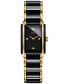 ფოტო #1 პროდუქტის Women's Swiss Integral Diamond Accent Black Ceramic & Gold-Tone Stainless Steel Bracelet Watch 23x33mm R20845712